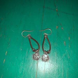 Silpada leather sterling earrings